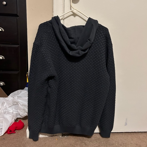 Zaitun Mens Navy Blue Hooded Jacket Long Sleeve Solid Knitted MEDIUM - Picture 5 of 8